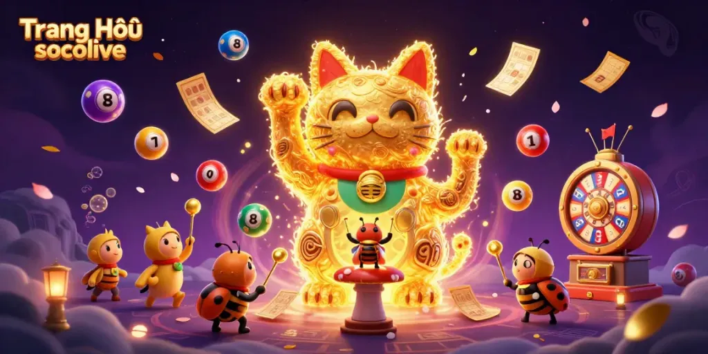 Engage with the exciting world of Trang Chủ socolive showcasing dynamic golden fireflies and casino symbols.