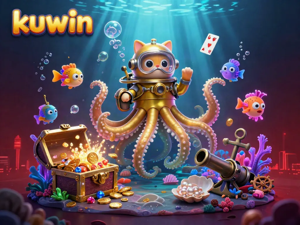 Experience the thrill of kuwin legend with a splendid kraken surrounded by treasures!