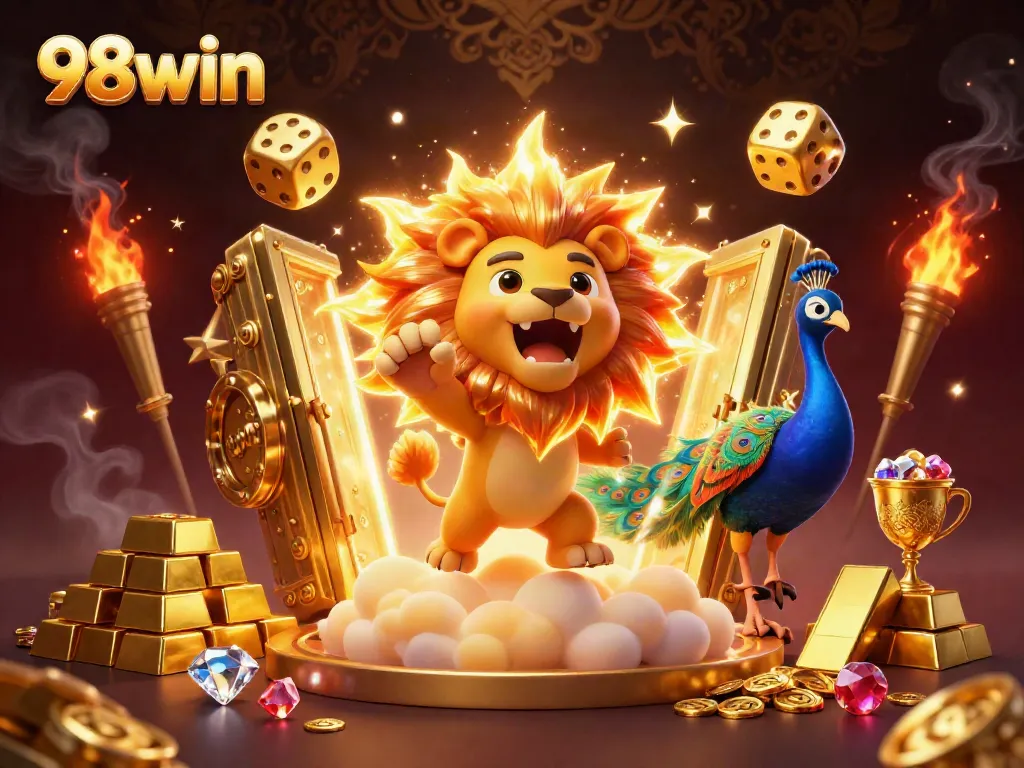 Engage in thrilling gaming experiences at 98win with golden treasures and vibrant casino elements.