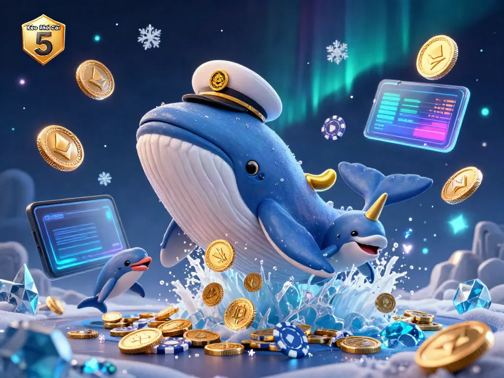 Experience Kèo Nhà Cái 5 with a vibrant whale and dolphin scene in a sports betting theme.